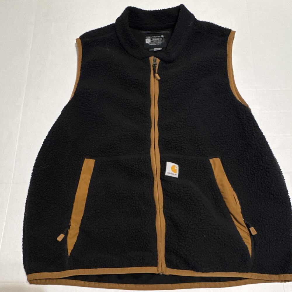 Carhartt Relaxed Fit Full Zip Sherpa-Lined Vest Black Men's L Regular